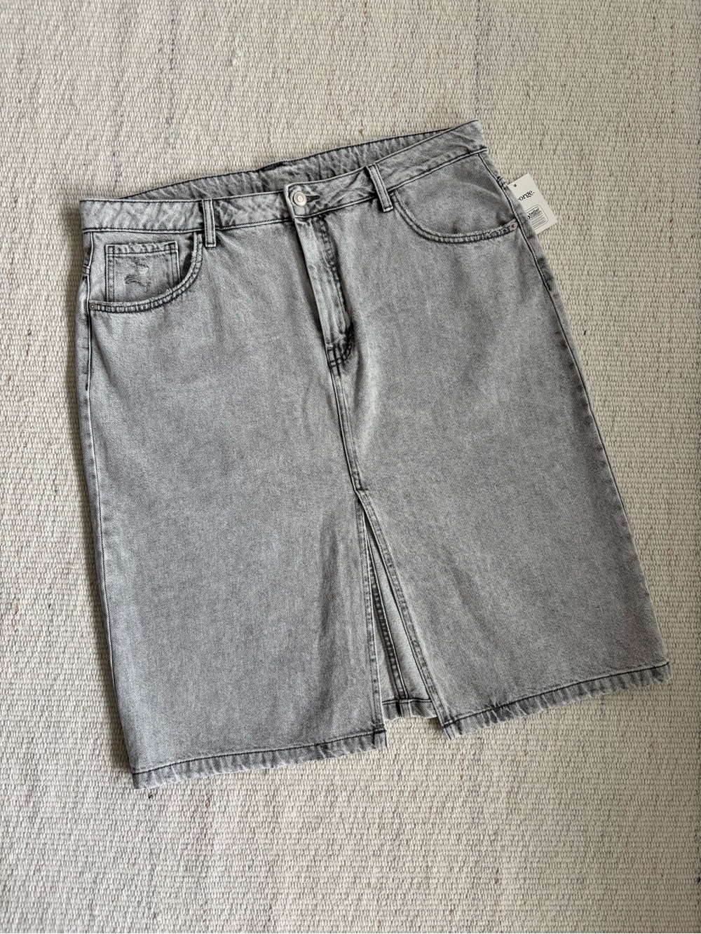 | NWT | George | Grey Denim Jean Midi Skirt with Front Slit Women’s size XL